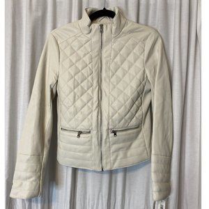 Faux White Leather Jacket - Size S - Kenneth Cole New York - NWT - Quilted Cute